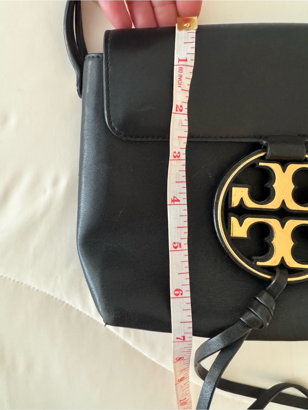 Tory Burch Black Leather Miller Circle Logo Crossbody with Gold Trim - Picture 12 of 13